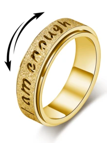 Anillo giratorio inspirador de acero inoxidable "Soy suficiente" - Joyería de uso diario elegante para todas las estaciones - Anillos personalizados para mujer - Ver 15