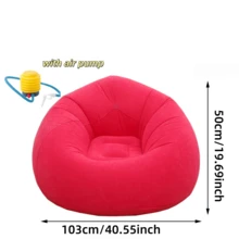 Large Slouchy Sofa Chair, Inflatable Bean Bag Sofa, Foldable Portable Lounger: Corduroy Fabric - Durable PVC Material - Foldable & Portable - No Assembly Required - Weight Capacity 220 Lbs - Size: 45"X45"X31", Soft & Comfortable Bean Bag Sofa, Suitable For Living Room, Bedroom, Reading Room, Balcony, Outdoor Camping, Easy To Store And Carry, Leisure & Entertainment, Dorm, Backrest Chair - Multicolor - View 19
