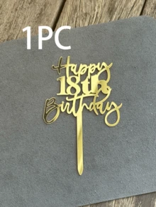 1 Stück goldener "Alles Gute zum Geburtstag" Kuchendekoration, geeignet für 18., 21., 30., 40., 50., 60., 70. Geburtstags-Tortendekoration - Mehrfarbig - Übersicht 12