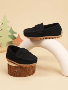 1 Pair Children's Loafers [Run Small], 2026 New Classic British Style Kids Soft Slip-On Leather Shoes For Daily Wear & School - Black - View 2