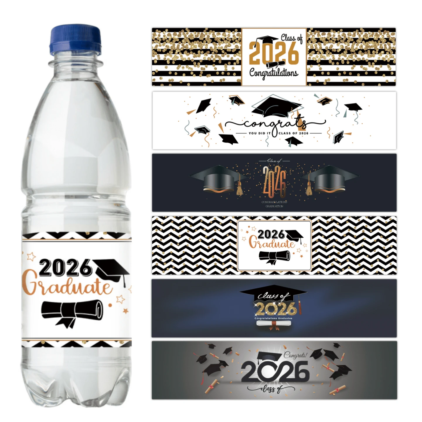 20pcs/10sheets 2026 Graduation Celebration Water Bottle Labels, 2026 Graduate Congratulations Water Bottle Stickers, Water Bottle Packaging Labels, Graduation Party Decoration Supplies - Multicolor - View 1