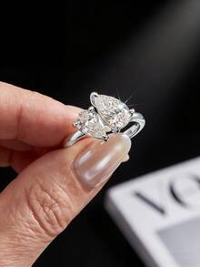 1 chiếc nhẫn bạc 925 đính đá Moissanite hình giọt nước 1.25-2 carat, món quà sang trọng, thanh lịch phù hợp cho lễ đính hôn, đám cưới, tặng người thân yêu, sinh nhật, kỷ niệm, trang sức. - Nhẫn Moissanite hình giọt nước - Xem 4