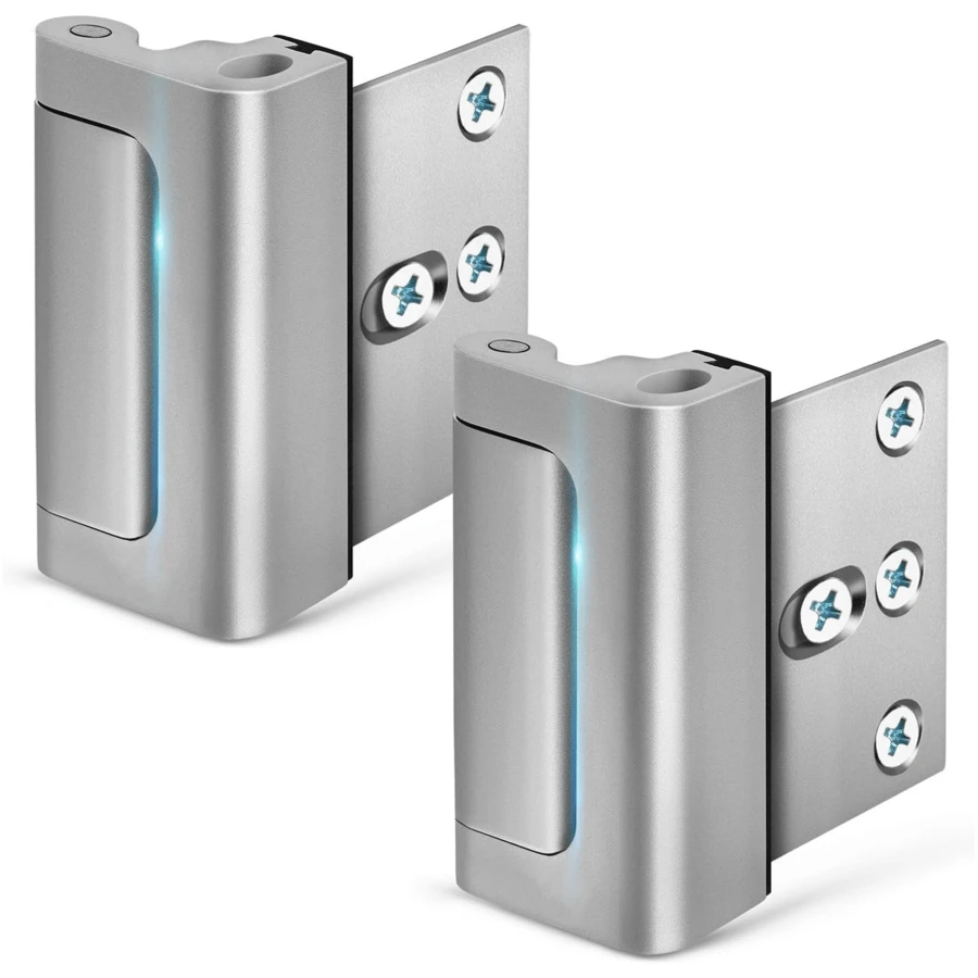 2 Pack Home Security Door Lock With Screws, Childproof Door Reinforcement Lock, Upgraded Door Latch Lock, Inside Lock To Defend Your Home And Guard Bedroom Patio, Aluminum Construction Finish, Frame Lock, Silver