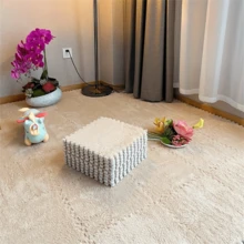 9 piezas de baldosas de alfombra gruesas entrelazadas, adecuadas para dormitorio y sala de estar, alfombra de mesita de noche, alfombra entrelazada cálida, lavable, suave y antideslizante, tamaño: 30 x 30 cm - Multicolor - Ver 4