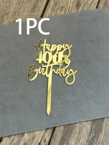 1 Stück goldener "Alles Gute zum Geburtstag" Kuchendekoration, geeignet für 18., 21., 30., 40., 50., 60., 70. Geburtstags-Tortendekoration - Mehrfarbig - Übersicht 10