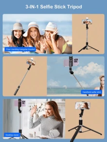 1 buah Tongkat Selfie yang Dapat Diperpanjang dengan Dudukan Ponsel, Tripod Ponsel Pintar Rotasi 360° dengan Remote Nirkabel, Cocok untuk iPhone/Ponsel Android, Penting untuk Perjalanan, Aktivitas Luar Ruangan, Siaran Langsung, Perekaman Video Stabil - Bagian B - View 9
