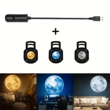 3/6/10件組 LED星空銀河投影燈，含行星、月亮、地球、木星、仙女座，360°可旋轉，桌面裝飾燈，適用於臥室天花板、拍照背景、情人節、求婚、婚禮、露營、萬聖節、聖誕裝飾 - ABS材質，無需電池，插電即用 - USB/行星款 - 查看 13