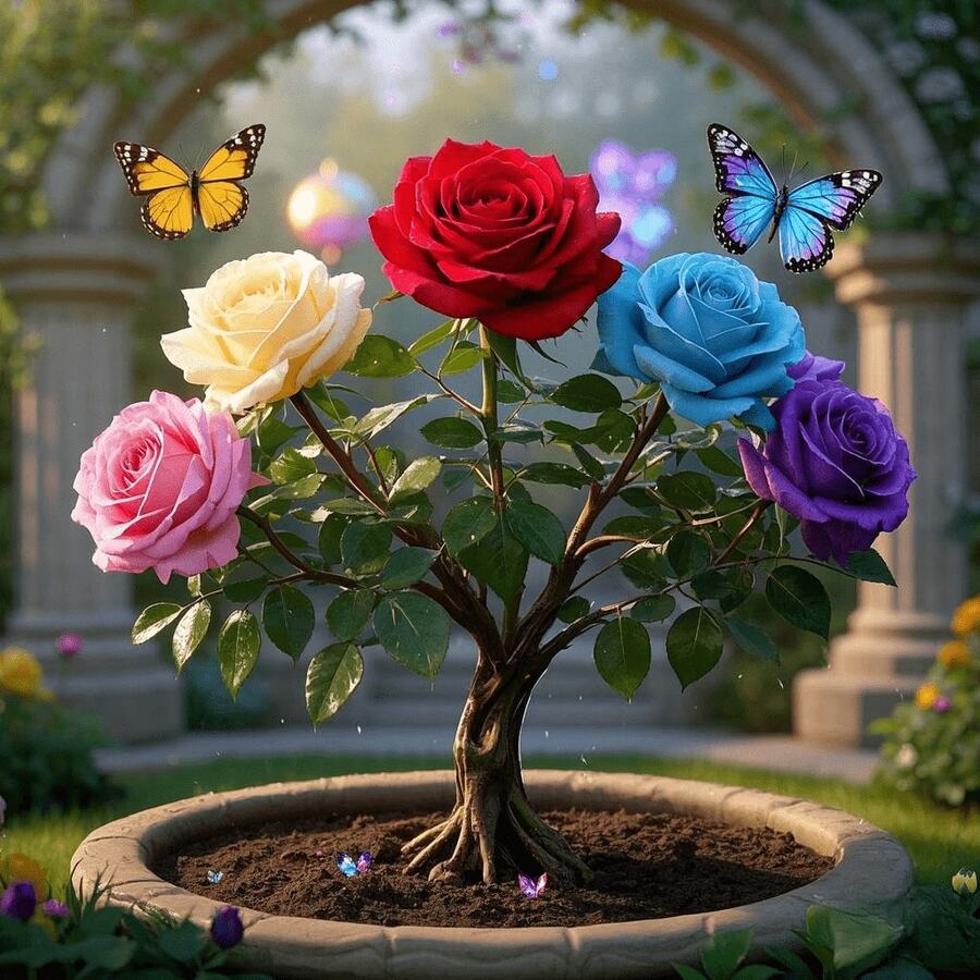Roses, Colorful Rose Tree, Natural Color Palette With Vibrant Branches, Used For Growing Rare Perennial Flowers, Indoor/Outdoor Garden, Perennial Outdoor Flower, Perennial Ground Cover, Creeping Lawn, Outdoor Area. - 100 - Xem 1