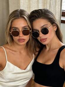 2 Pairs Summer Fashion Retro Polygonal Rhombus Metal Frame Unisex Glasses, Casual, Commute, Beach, Street Style Personalized Glasses - 2pcs Diamond - View 26