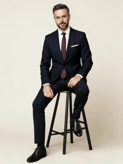 2pcs Luxury Classic Men's Solid Color Suit Set - Lapel Jacket, Regular Fit, Long Sleeve Design, Suitable For Weddings, Business Meetings - Comfortable Wear, Fashionable Style