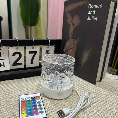 Đèn chiếu sóng nước 1 chiếc, điều khiển cảm ứng/từ xa, 16 màu sắc sống động, dùng nguồn USB, đèn trang trí nghệ thuật bằng thủy tinh, thích hợp cho phòng ngủ, phòng khách, phòng trẻ em - Quà tặng sinh nhật, quà tặng lãng mạn ngày lễ, trang trí nhà cửa.