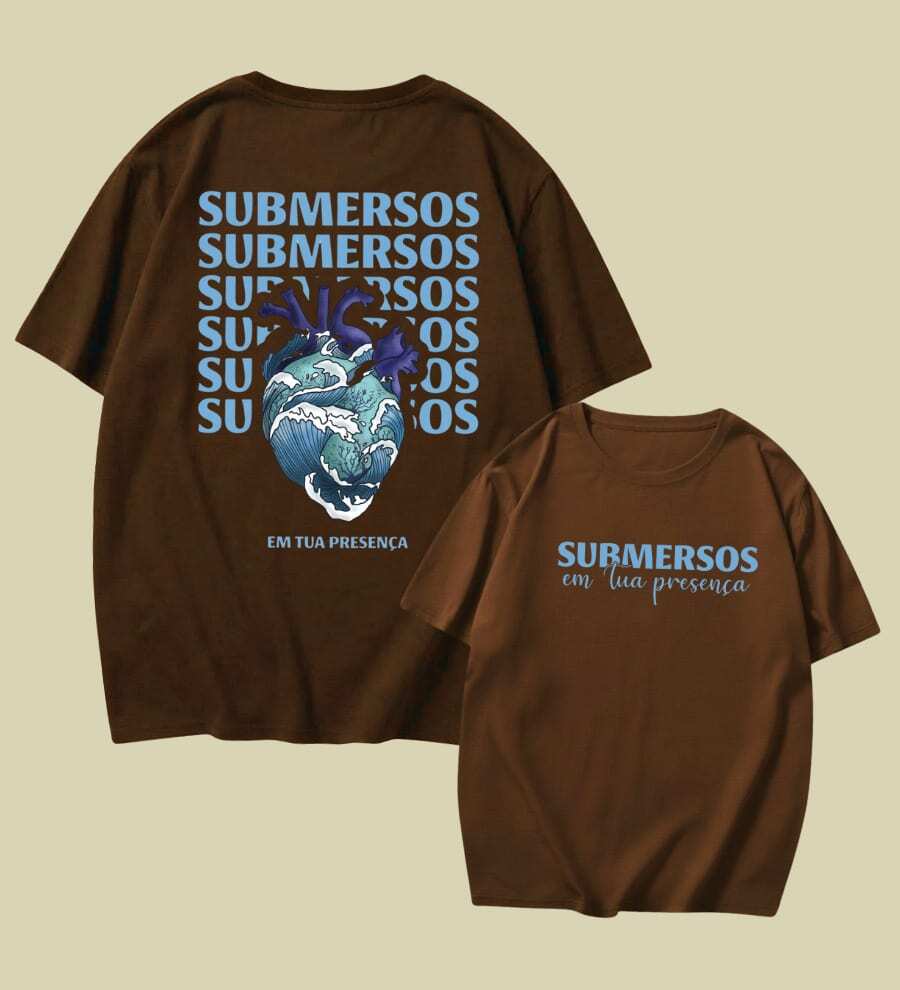 Christian T-Shirt "Submerged In Your Presence" Cotton Church Gospel Evangelical Catholic Clothing Unisex Stylish Tumbler God Jesus - 鏽棕色 - 查看 1