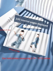 6英寸100页相册，可插入家庭照片，大容量相册，照片收纳册，适合存放家庭和学生照片，是冬季圣诞节、情人节、新年礼物的理想之选，记录孩子可爱的成长瞬间、家庭和爱情故事。 - A - 查看 5