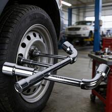 17/19/21/23/24mm 2-Sided L-Shaped Socket Wrench Tire Lug Nut Remover Hex Spanner Socket Wrench Tool Kit For Car Tire Disassembly - -plated (movable Head) (17-24MM) - View 2