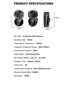 Professional Wireless Lavalier Microphone, Plug And Play, Equipped With Innovative Active Intelligent Noise Cancellation - Suitable For Smartphones, Computers, Cameras - Perfect For Content Creation, Live Streaming, Podcasts And Other Applications, Lavalier Microphone, Compatible With IPad Type-C Interface (Multiple Port Options Available) - View 4