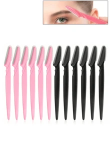 60/30/24/12/6pcs Multi-Color Eyebrow Trimmer And Razor Set, Exfoliating And Hair Removal Tool, Body And Facial Hair Grooming Tool, Long Handle Blade With Protective Cover, Makeup, Affordable, Travel, Bedroom, Cosmetic Accessories, Cheap - Multicolor - View 10