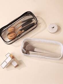 1pc Waterproof PVC Makeup Pencil Pouch Set, Transparent Large Capacity Pencil Case, Suitable For Students Back To School, Multi-Functional Stationery Storage Bag For School And Office, Brushes And Daily Learning Supplies, Back To School Season - Multicolor - View 6