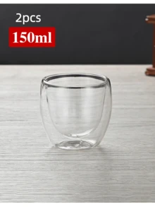 2/4 Packs Double Layer Glass Coffee Mug Heat Resistant Tea Cup - Clear - View 17