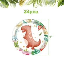 Dinosaur Theme Disposable Tableware Set, Including Plates, Napkins And Cups, Serves 24 Guests, Suitable For Birthday, Wedding, Party, Family Picnic And Other Occasions - Multicolor - View 9