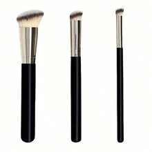 Set de 3 piezas de brochas profesionales para base y corrector, adecuadas para maquillaje líquido y en crema para una aplicación suave y uniforme - Multicolor - Ver 11