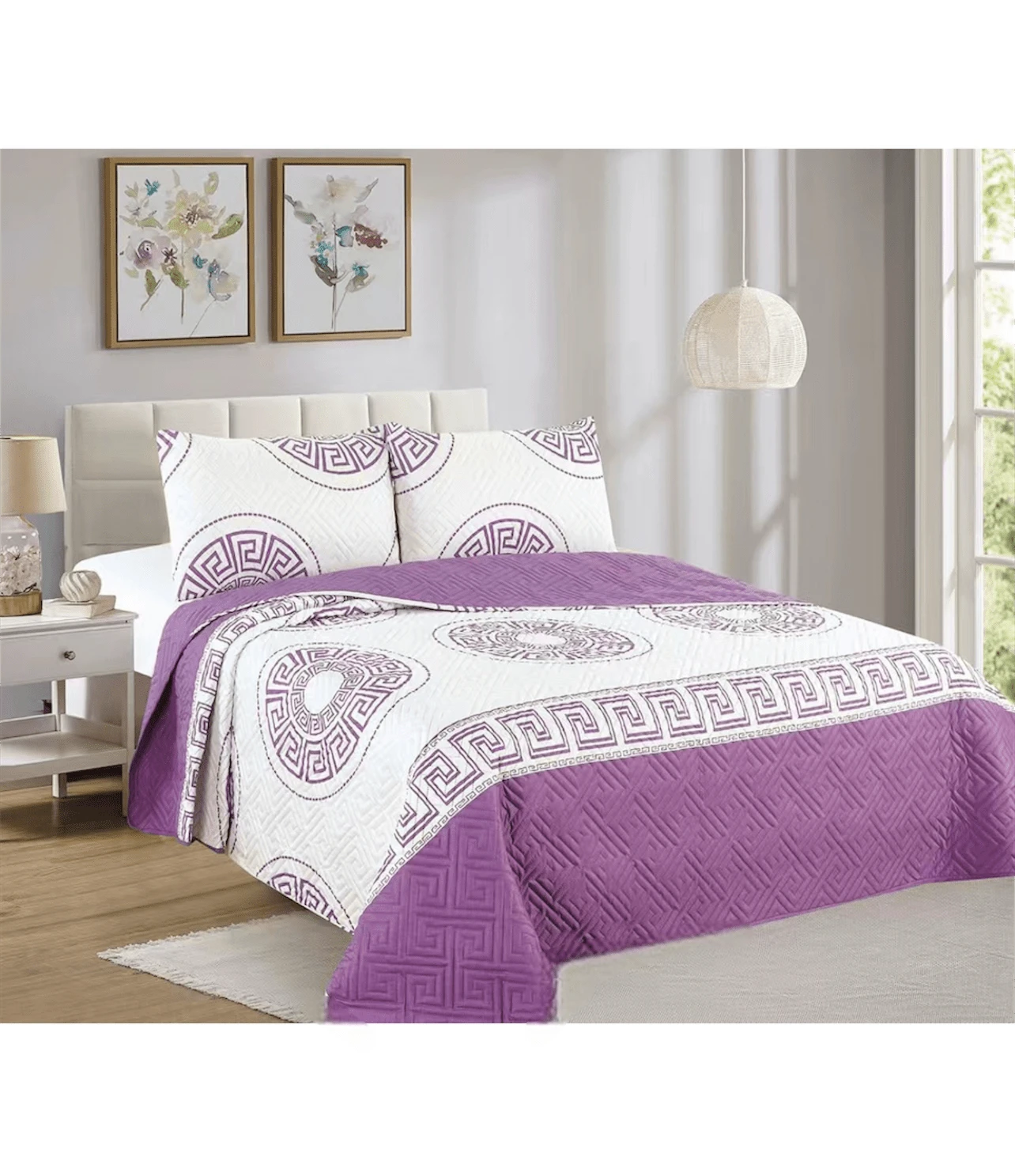 Quilted Bedspread + 2 Pillowcases, Printed For Spring, Summer, Autumn And Winter. 100% Microfiber, 150 X 150 Cm. - Model-8 - View 1