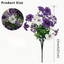 1 Bouquet Artificial Dwarf Petunia Outdoor Windproof & Waterproof Fake Plants - Vivid Purple, Pink & White, High-Quality Plastic Hanging Decor, Balcony & Patio Planter, Spring & Summer Decoration, Wedding & Event Arrangement, Thanksgiving Decor, Durable Artificial Flowers (No Container) - Multicolor - View 7