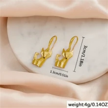 1 par de pendientes con colgante de zorro retro y lindo, joyería de moda estilo bohemio adecuada para uso diario y fiestas - Amarillo Oro - Ver 4