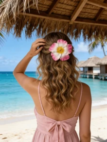 1/10pcs Multi-Color Hibiscus Flower Hair Clips, Women Artificial Flower Hair Accessories, Bohemian Style, Suitable For Beach Party, Ombre Hibiscus Flower, Multi-Pack Economical, Elegant High-End Hair Clips, Best Summer Gift,Travel,Birthday - Multicolor - View 7