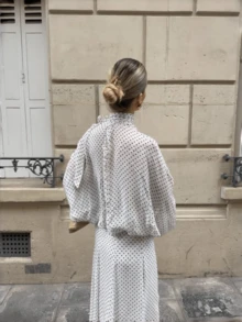 Falda de gasa de lunares elegante y minimalista para mujer en verano, 1 pieza, estilo bohemio vintage casual para vacaciones, tela de gasa suave, ligera y cómoda con diseño de doble capa y atmósfera suave, adecuada para vacaciones de verano, vacaciones en la playa, citas diarias, fiestas de boda, atuendos de trabajo, falda de verano - Blanco - Ver 9