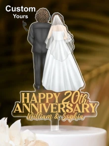 1 pieza de siluetas de novia y novio de acrílico para decorar pastel de boda, personalizado, celebración de aniversario, pareja de mascotas Sr. y Sra., novia y novio rústicos personalizados, 1 pieza de decoración de pastel de cumpleaños con diseño floral y de corazón, con acentos dorados, adecuado para decoración de fiestas, decoración de taza de flores de acrílico personalizada, suministros para fiesta de cumpleaños, decoración de habitación, regalo, cumpleaños, graduación, decoración de cumpleaños, decoración de fiestas, despedida de soltero - Etiqueta para pastel con imagen de pareja nueva C-Nueva - Ver 7