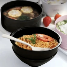 微波炉拉面碗套装，含勺子、筷子和叉子 - 耐用、时尚、便携，适用于房车、露营、野餐、厨房和宿舍，可作面碗、汤碗、意面碗、餐碗、沙拉碗、拉面碗套装、厨房碗 - 彩色 - 查看 4