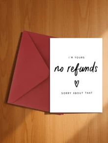 1pc "I Am You, No Refund" Cute & Heartwarming Anniversary Greeting Card, Suitable For Partner (Random Color Envelope Included), Back To School, School Supplies - "I'm Yours No Refunds" - View 5