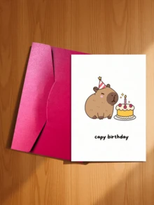Cute Capybara Birthday Card With Envelope - Funny Cartoon Animal Design, Suitable For Anyone, Celebration Card, Great For Best Friends And Loved Ones - A - View 6