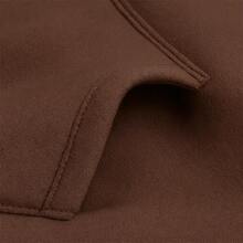 Women's Unisex Kangaroo-Style Sweatshirt, Plain Hooded Sweatshirt, Fleece Jacket, Thick Knit, Comfortable Winter Style, Warm, Brazilian Style, Fashion. - 巧克力棕 - 查看 6