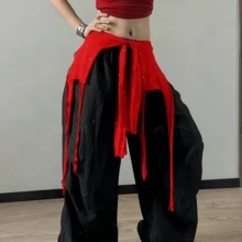 Aksesori Pakaian Wanita Gaya Y2K, Cardigan Pendek 2 Cara Pakai, Aksesori Pakaian Festival Gaya Jalanan, Ikat Pinggang Jala Transparan Berhiaskan Berlian Imitasi, Penutup Pinggul Berkerut, Kardigan Pendek Gaya Jalanan, Aksesori Pakaian untuk Tari Jazz dan Festival - Rok pinggang yang bisa dikenakan sebagai pakaian luar. - View 7