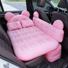 Stylish Cute Cartoon Bear Inflatable Car Mattress, Skin-Friendly & Foldable Portable Car Accessory, Perfect For Outdoor Camping, Beach Trips & Self-Driving Travel, Fits Car Rear Seats & Trunk - Hồng - Xem 2