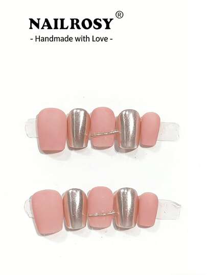 nailrosy 10pcs Gold White Cat Eye French Tip Press On Nails | Short Coffin Reusable False Nails | Classy Minimal Handmade Acrylic Nail Set|Wedding Nails |Cute Nails |Gift For Her, Essential Nails, Daily Nails,Rhinestone
