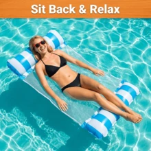 1pc Inflatable Double Tube Float, Made Of PVC Material, Independent Inflation Design With Dual Air Chambers, Stable Anti-Tipping, Mesh Material Won't Burn Skin, Ergonomic Curved Shape Fits Body, Floating Rest Mat For Pool Party, Beach, Lake, Water Park, Summer Cooling, Camping, Lightweight Soft Comfortable, Easy To Inflate/Deflate And Reusable, Space-Saving Storage, Pool Inflatable, Beach Essentials, Pool Float - Random Color - View 6