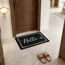 1pc Black "Hello" Heart Design Doormat - Bedroom Carpet, Entryway Rug Carpet, Suitable For Home Decor, RV Entrance Mat, Room Accessories, Living Room, Study, Bedside, Sofa, Balcony - Black and White Hello - View 15