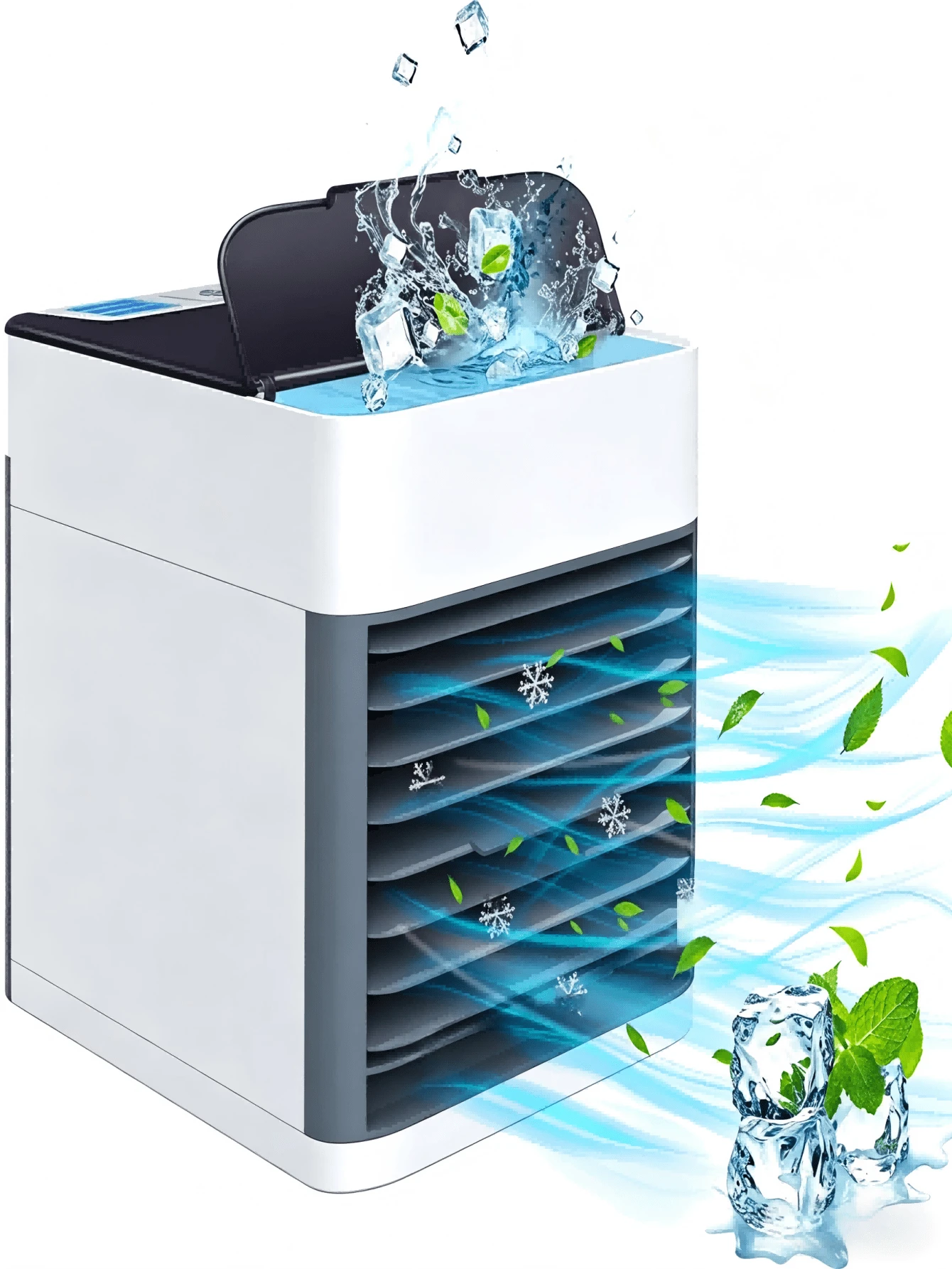 Air Cooler Portable Air Conditioner, Air Cooling Fan Large Water Tank, Colorful Night Lights, Evaporative Air Cooler For Bedroom Home Office Desktop Cooling Fan USB Office Home Desktop Mist Water Ch - Desk Fan - View 1