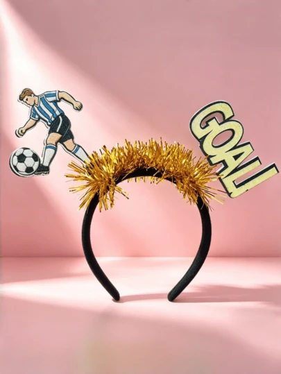 1pc Football Headband For Women Soccer Goal Headband Glitter Tinsel Party Hairband