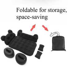 PDZZZD Stylish Cute Cartoon Bear Inflatable Car Mattress, Skin-Friendly & Foldable Portable Car Accessory, Perfect For Outdoor Camping, Beach Trips & Self-Driving Travel, Fits Car Rear Seats & Trunk - Black - View 8