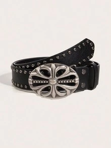 1条朋克风男士花卉交叉扣休闲复古黑色真皮腰带，适合万圣节、音乐节、日常通勤等秋冬季场合，青少年、青年、男士均可佩戴，休闲、户外、运动、度假、毕业礼物、生日礼物、日常穿着皆宜。 - 金屬十字 - 查看 9