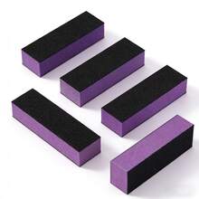 20/10/5/2pcs Buffer Block Sponge Sandpaper Nail File 80/120 Grit 3-Sided Manicure Tools (Purple & Black) - Multicolor - View 9