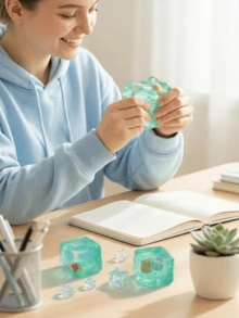 1pc Adult Soft Squishy Gadget, Transparent Ocean Design Tender & Stretchy, Fluffy Silky Handheld Novelty Item For Desk, Home And Party - Multicolor - View 6