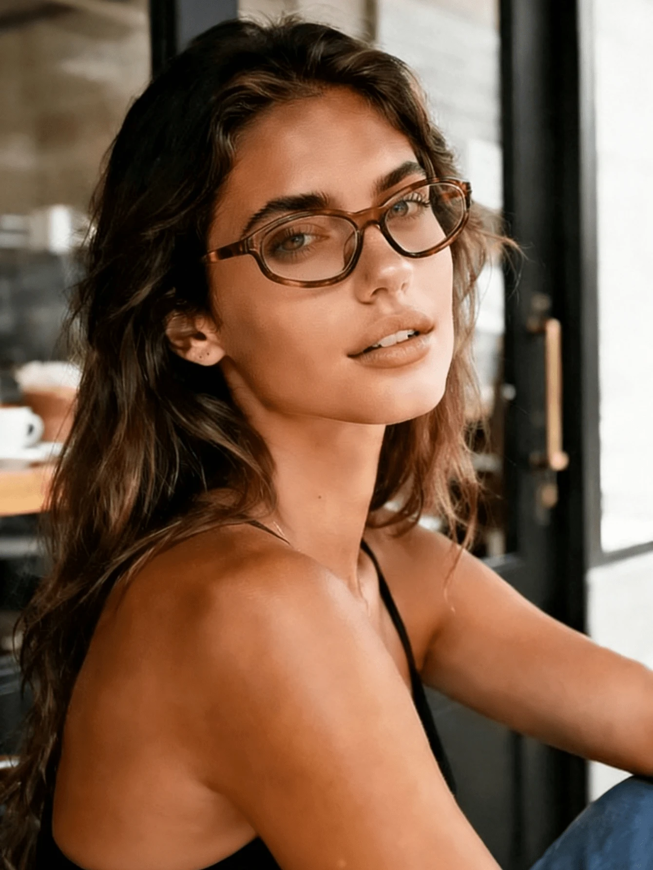 1 Stück Vintage Damen Brille mit kleinem ovalem Rahmen und klaren Gläsern, schmales Rahmendesign aus PC und Legierung, minimalistische Damen Vollrandbrille, geeignet für alle Jahreszeiten, Reisen, Einkaufen und als Geschenk - Verschiedenfarbig - Übersicht 1