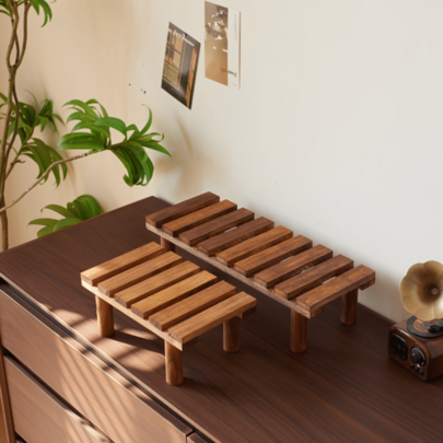 Rak Tanaman Kayu Solid 1 Tingkat - Rak Tanaman Kayu Alami Bergaya Retro untuk Tanaman Dalam Ruangan, Sukulen, dan Bunga Pot - Rak Bunga Meja Kecil Cocok untuk Ruang Tamu, Ambang Jendela, Dapur, dan Balkon - Hadiah Sempurna untuk Pesta Peresmian Rumah atau Rumah Baru