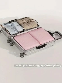 Super Space-Saving Self-Compressing Storage Bag Portable Wardrobe Twill Waterproof Quilt Zipper Compression Storage Bag Foldable Wardrobe Moving Luggage Bag Unfolded Height Up To 18cm/7.1 Inches Can Store Dresses, Pants, Shoes, Jeans, Boots, Skirts Bedroom Storage Bag, Home Storage Bag, White T-Shirt Women's Clothing, Black Pants Women's Clothing, Women's Winter Clothing, Dresses - Multicolor - View 2