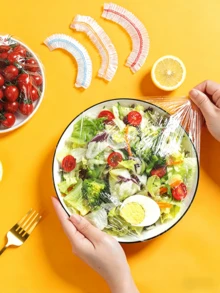 200PCS Colorful Disposable Elastic Bowl Covers, Stretch Food Lids, Dust-Proof And Fresh-Keeping, Great Alternative To Plastic Wrap. Suitable For Bowls, Plates, Fruits, Bread Proofing, Picnics, Camping And Daily Kitchen Use - Multicolor - View 5