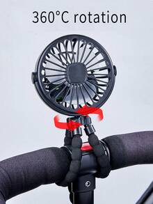 1 pieza Ventilador de mano portátil y recargable por USB, multiusos, de unicolor y unisex - Batería de 500mAh, 3 velocidades de viento, luz LED, rotación de 360°, diseño plegable, adecuado para cochecito, camping, viaje, accesorios de viaje - Fan del pulpo - Ver 8
